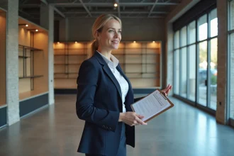 Agent immobilier commercial présentant un local commercial vide à louer dans le nord de la France, bail immo nord pour commerçants