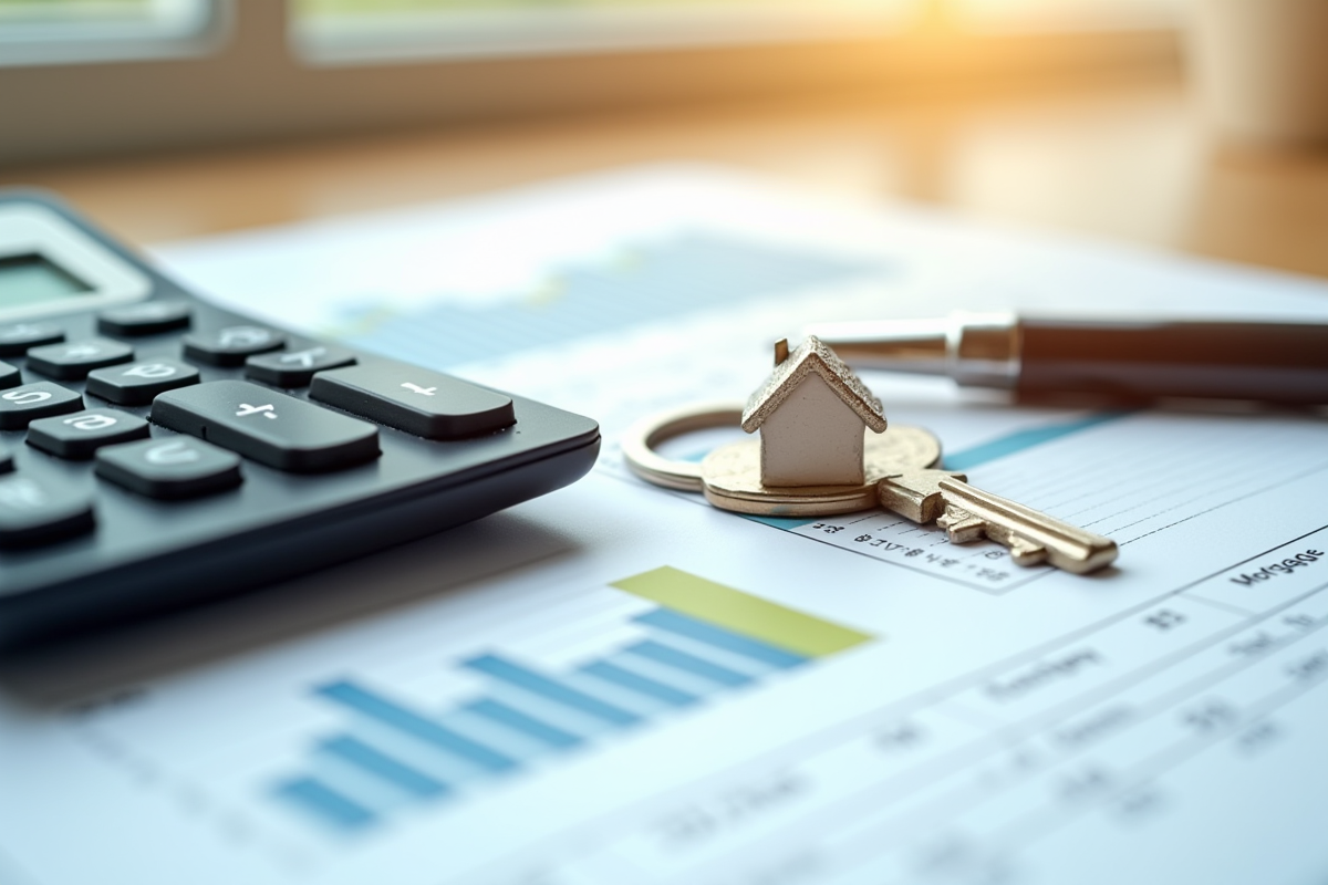 Calculatrice et clé de maison pour la planification financière