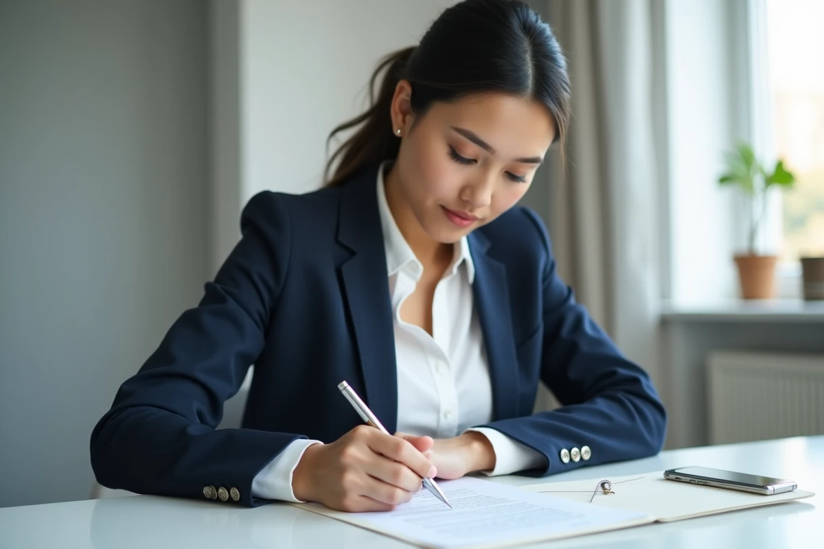 Femme rédigeant une mise en demeure formelle au bailleur pour récupérer sa caution
