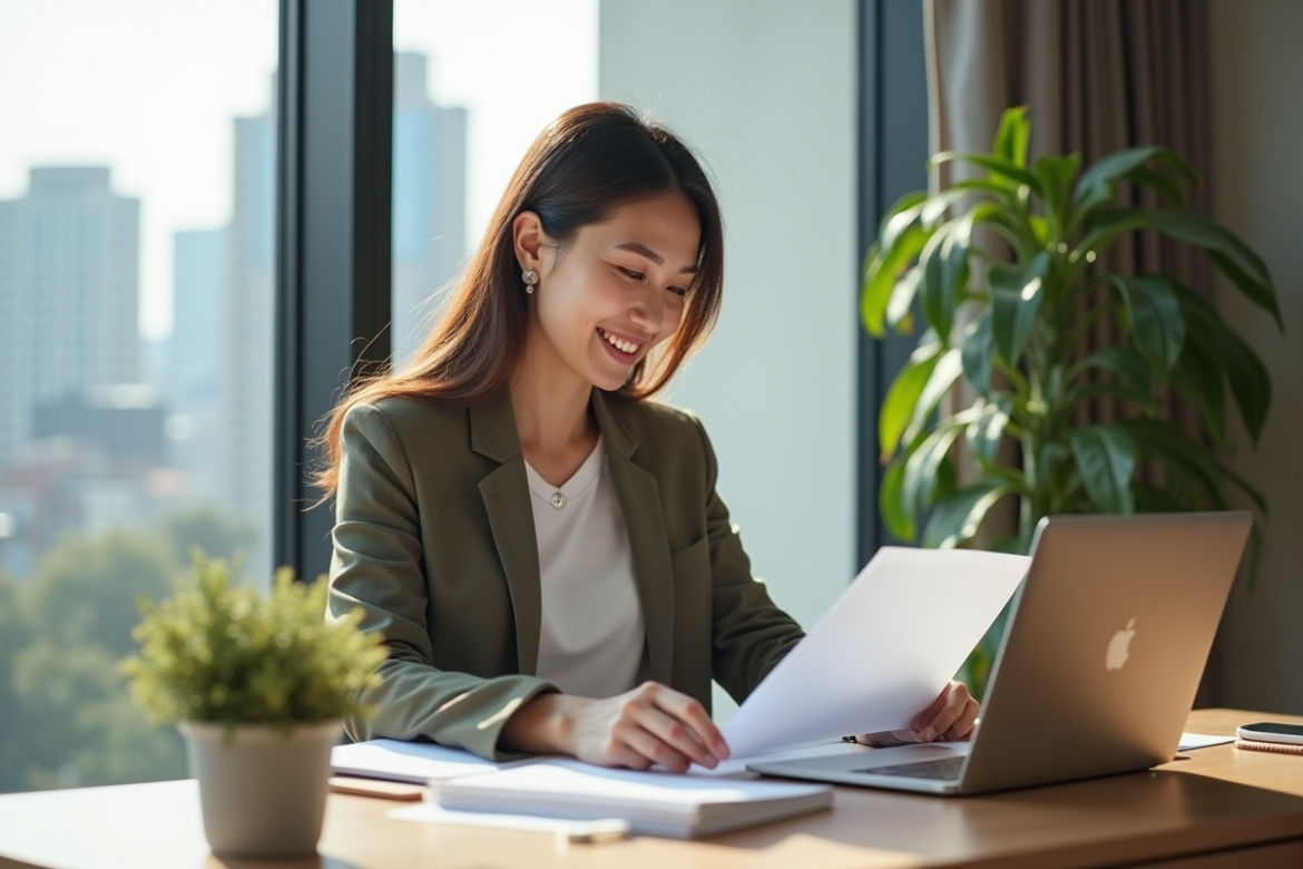 Femme d affaires dans un appartement lumineux