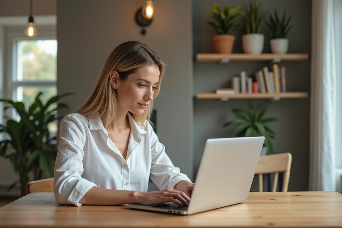 Femme utilisant un ordinateur pour estimation immobiliere