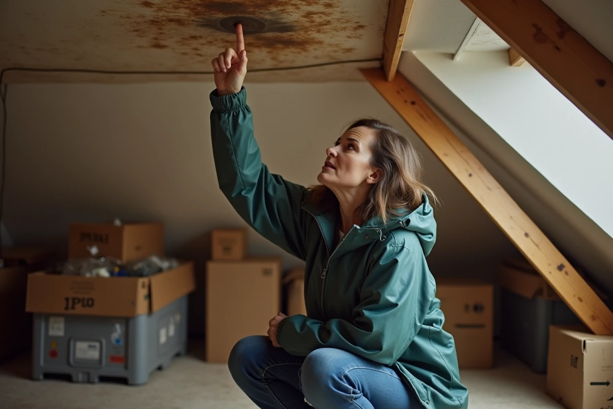 Femme inspectant une tache d