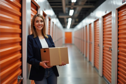 Jeune femme organisant son espace de stockage intérieur