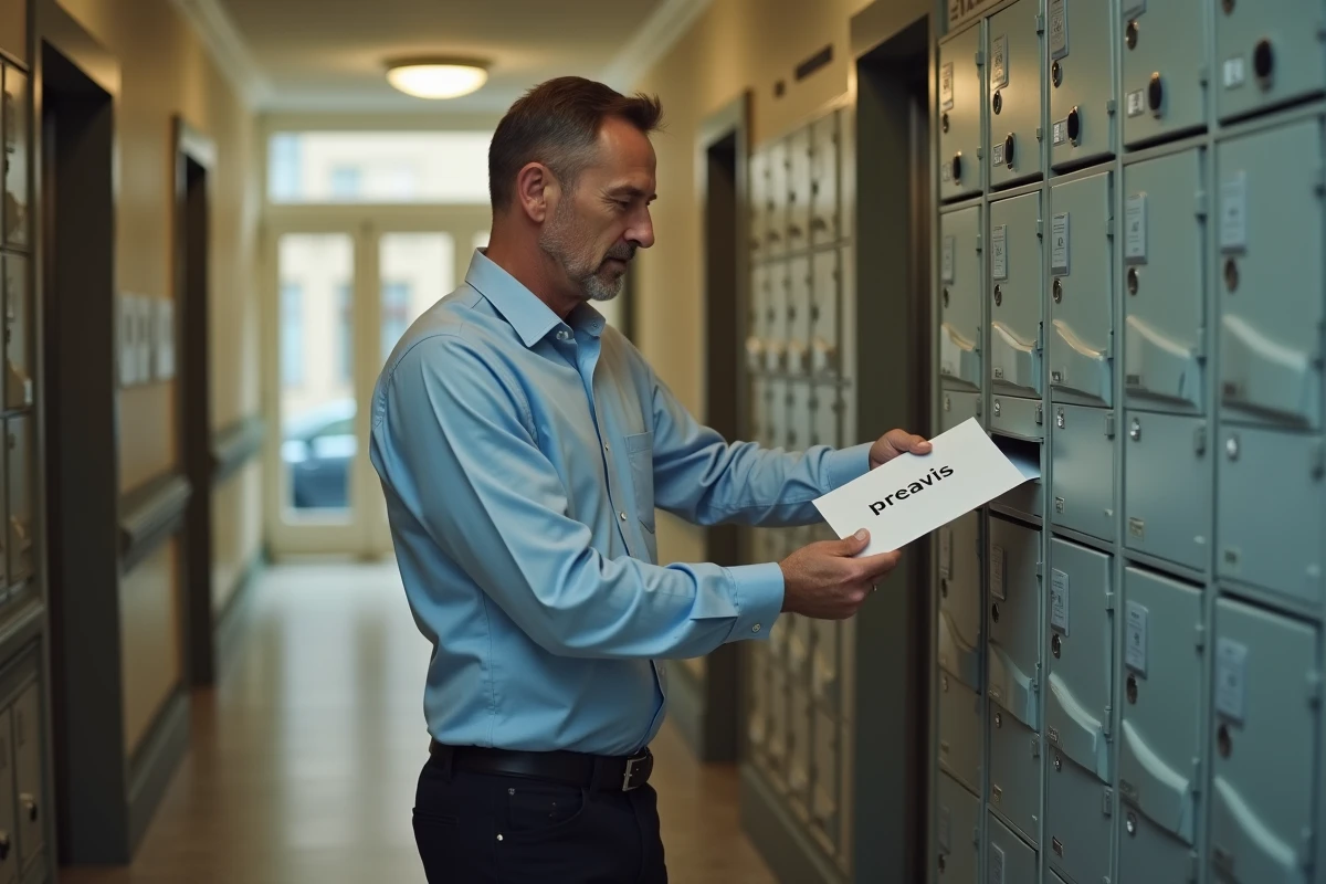 Homme déposant un préavis dans une boîte aux lettres