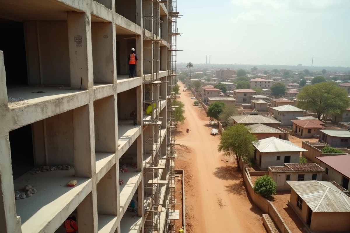 Immeuble résidentiel en construction à Dakar représentant une opportunité d'investissement locatif immobilier