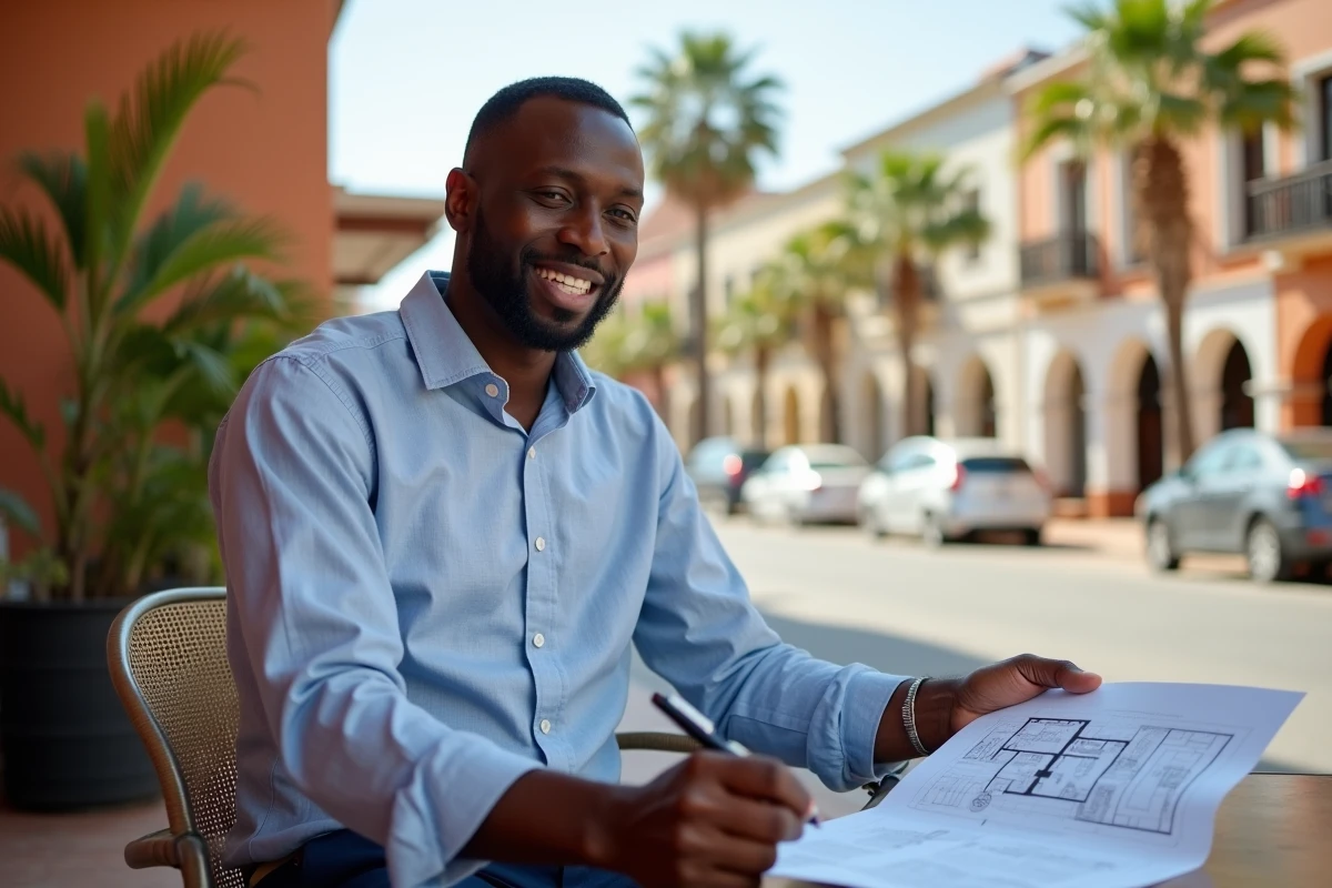 Investisseur immobilier sénégalais consultant des documents de vente d'appartement à Dakar