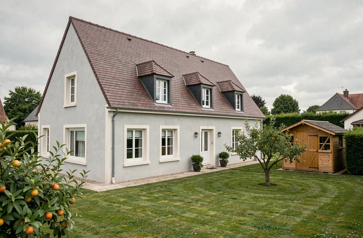 Grande maison individuelle avec lucarnes et toit en tuiles de style Île-de-France construite par Maisons d'en France Île de France dans les Yvelines