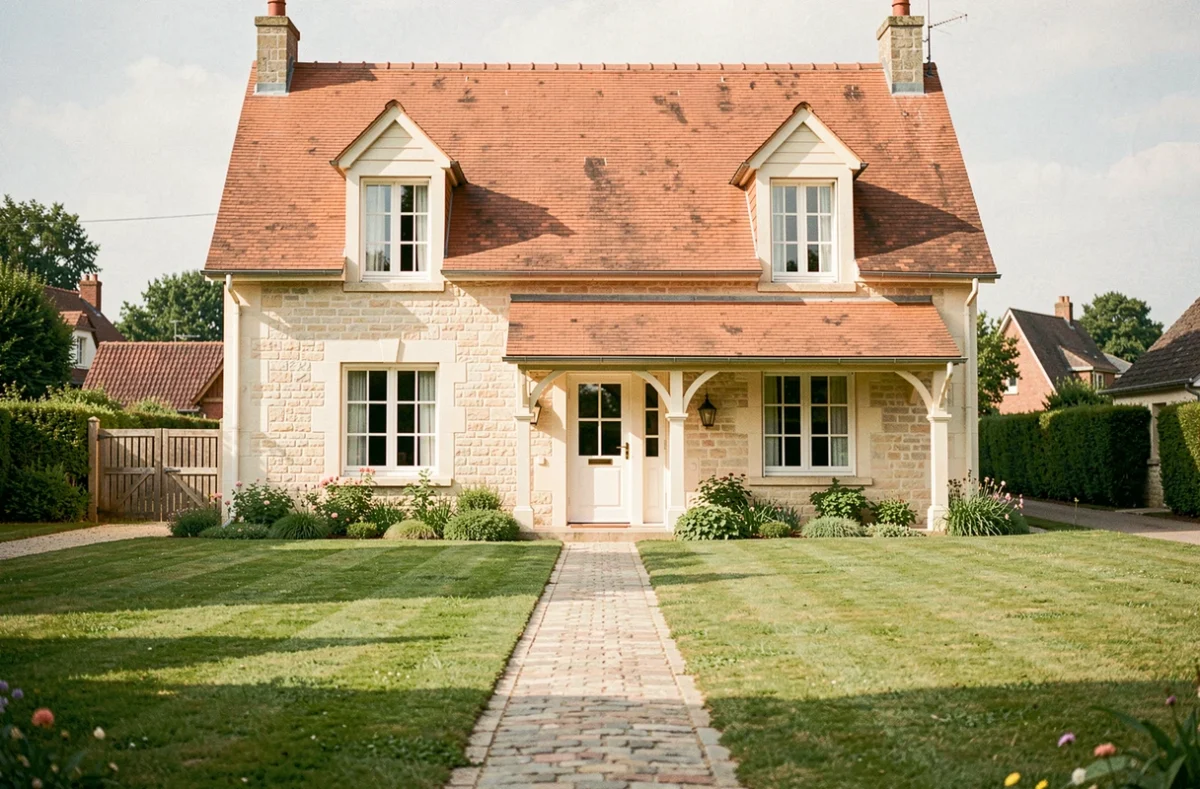 Maison traditionnelle en pierre construite par Maisons Pierre dans les Yvelines avec toiture en tuiles et lucarnes