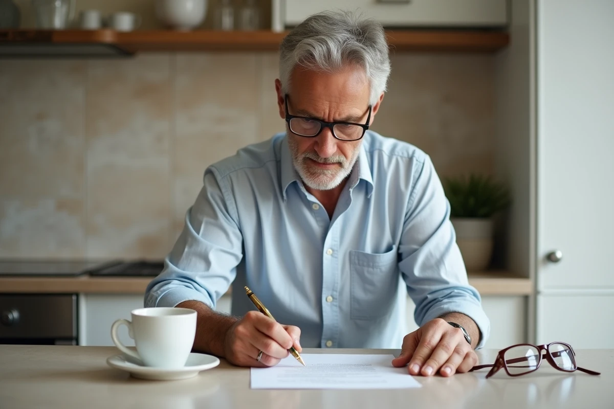 Bailleur rédigeant une lettre de congé recommandée conforme à l'article 15 de la loi du 6 juillet 1989