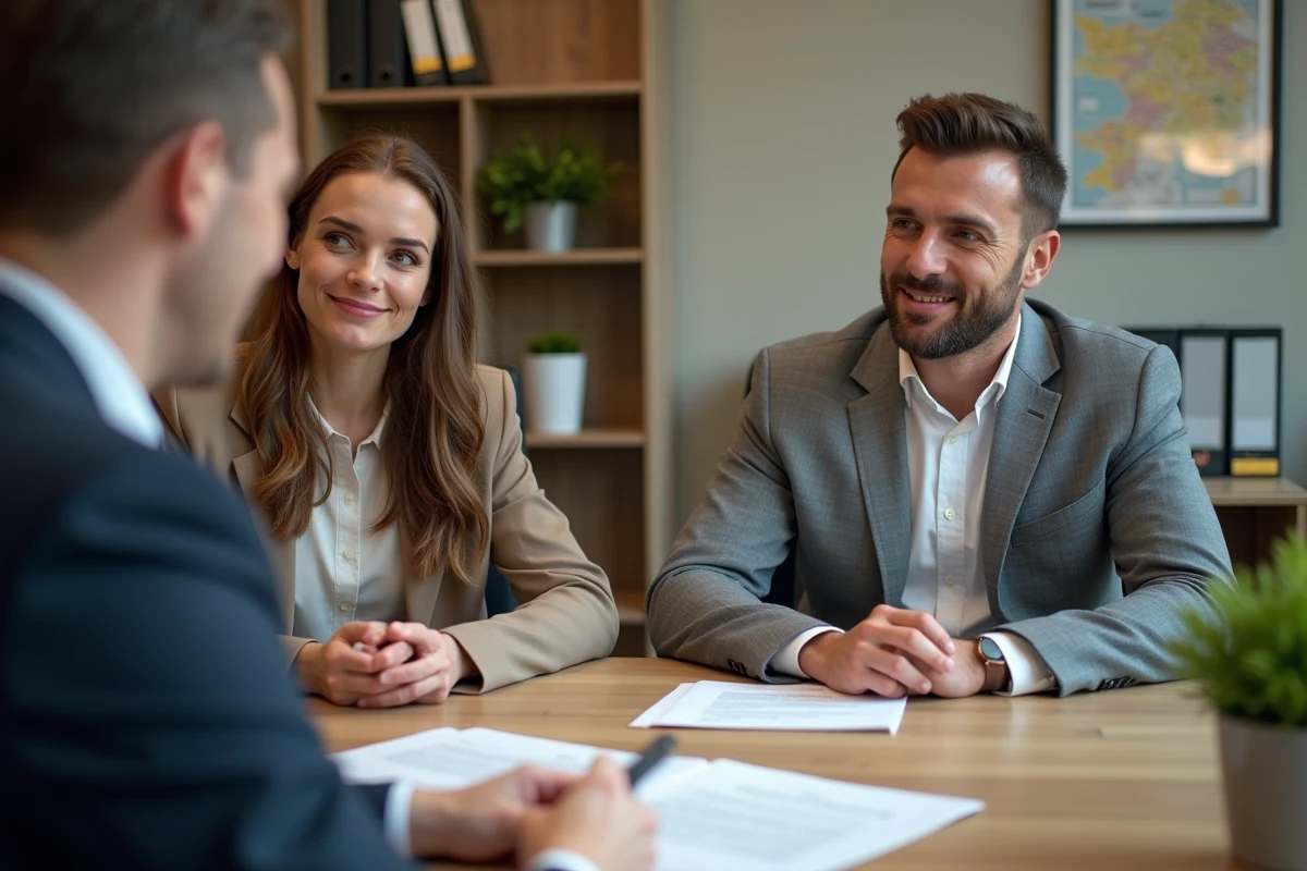 Commerçants signant un bail immobilier commercial dans une agence à Lille, conseil juridique et options de location nord de la France